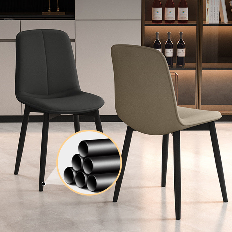 Minimalist Leather Carbon Steel Dining Chair