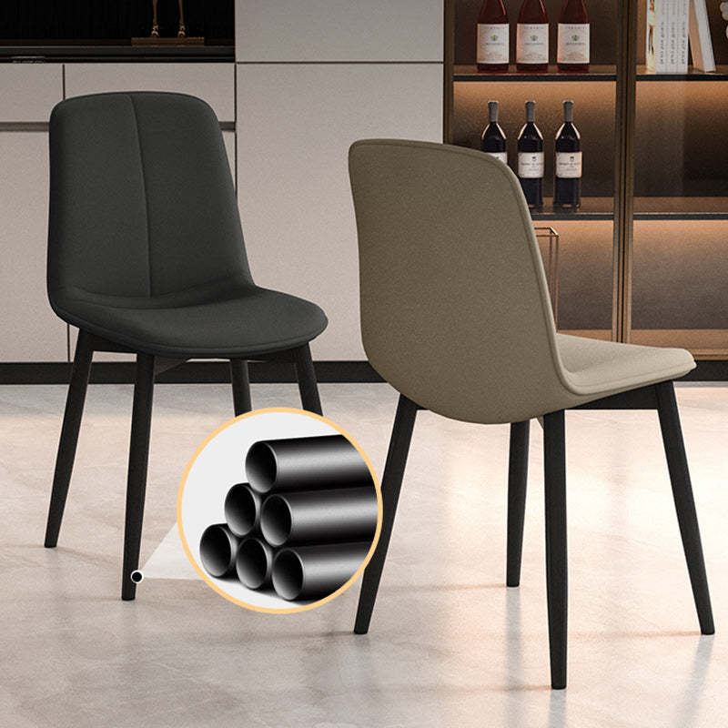 Minimalist Leather Carbon Steel Dining Chair