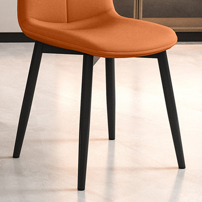 Minimalist Leather Carbon Steel Dining Chair — Orange