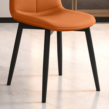 Minimalist Leather Carbon Steel Dining Chair — Orange
