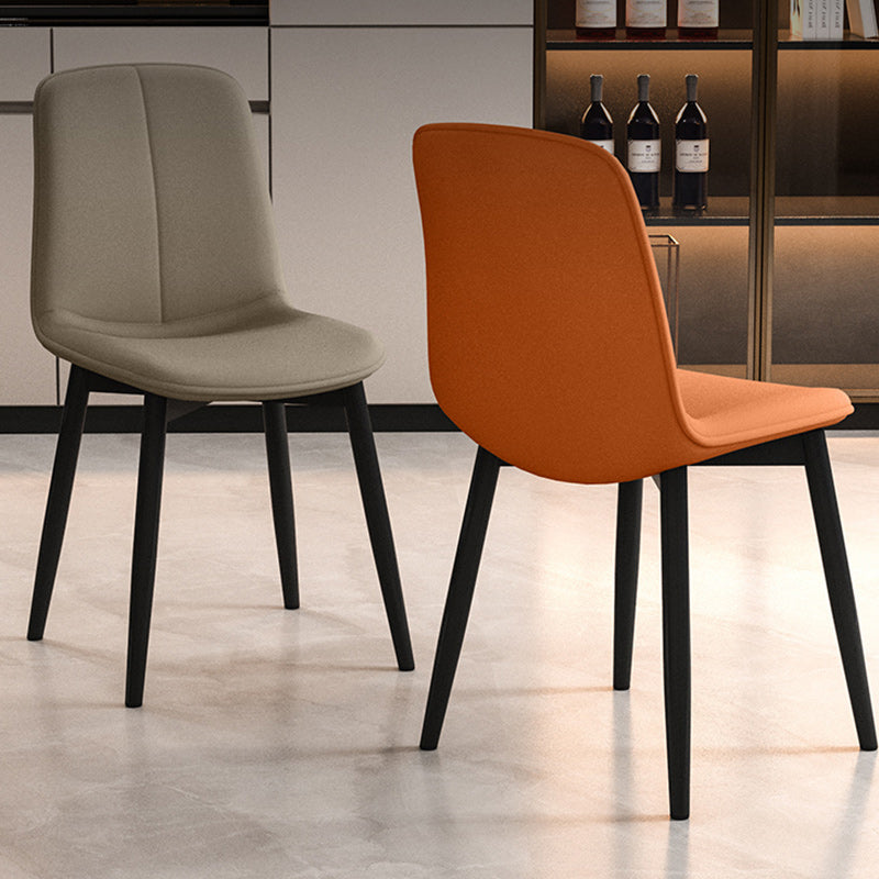 Minimalist Leather Carbon Steel Dining Chair