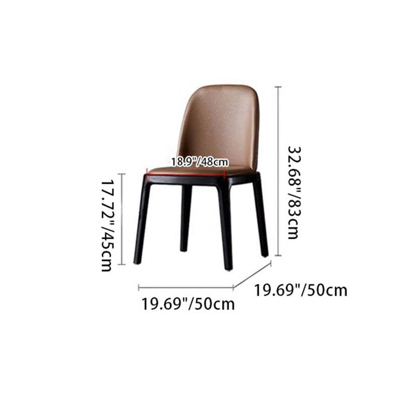 Nordic Leather Wood Curved Dining Chair — White Seat + Walnut Frame