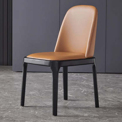 Nordic Leather Wood Curved Dining Chair