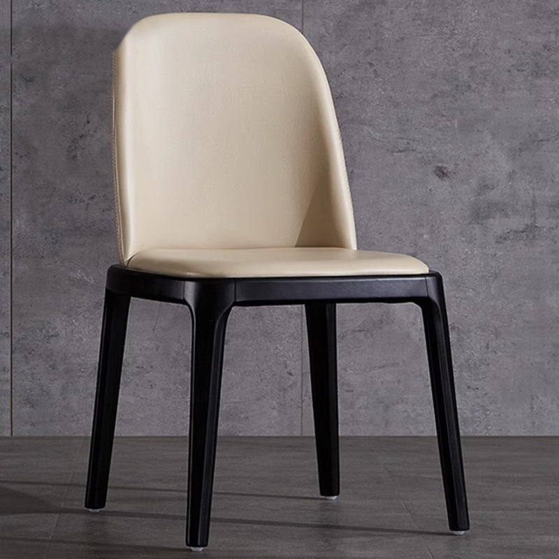 Nordic Leather Wood Curved Dining Chair