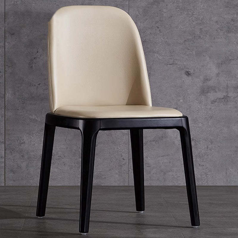 Nordic Leather Wood Curved Dining Chair