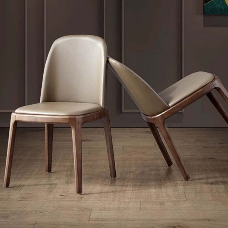 Nordic Leather Wood Curved Dining Chair