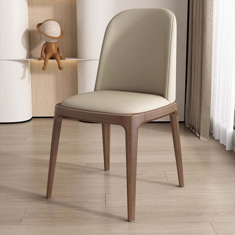 Nordic curved khaki dining chairs & benches — Walnut