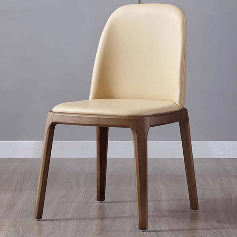 Nordic Leather Wood Curved Dining Chair