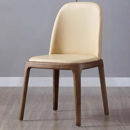 Nordic Leather Wood Curved Dining Chair