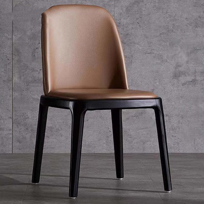 Nordic Leather Wood Curved Dining Chair