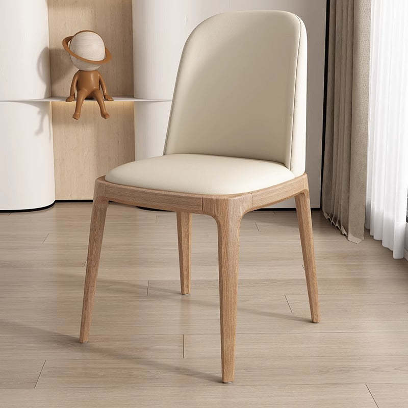 Nordic Leather Wood Curved Dining Chair