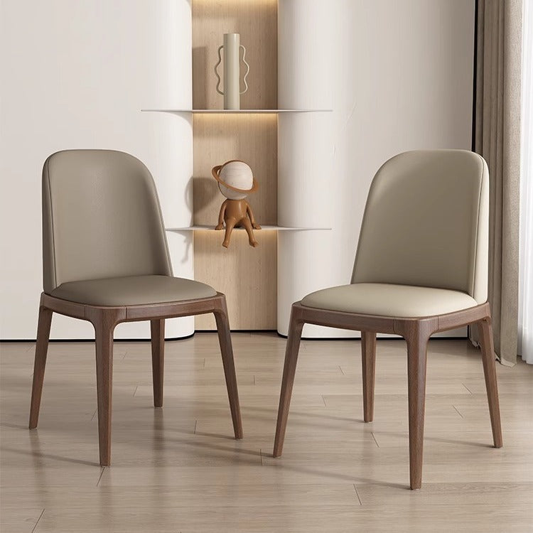 Nordic Leather Wood Curved Dining Chair