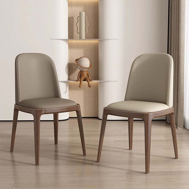 Nordic Leather Wood Curved Dining Chair