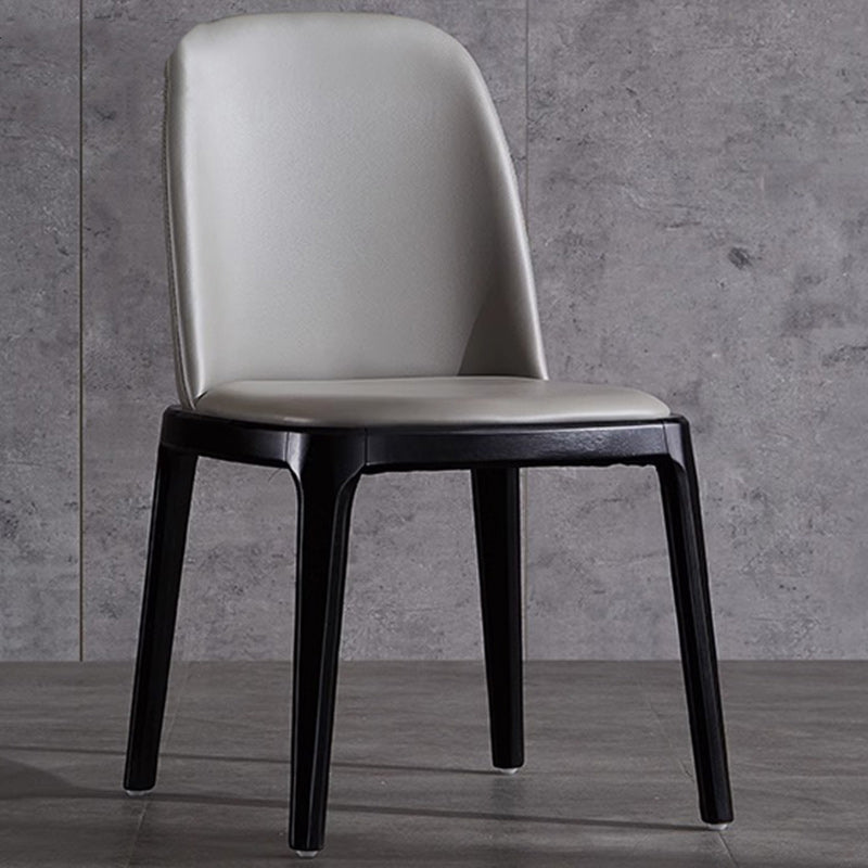 Nordic Leather Wood Curved Dining Chair