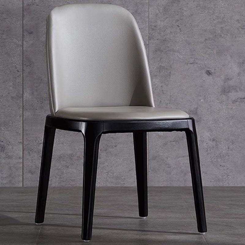 Nordic Leather Wood Curved Dining Chair
