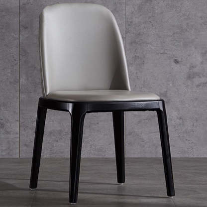 Nordic Leather Wood Curved Dining Chair