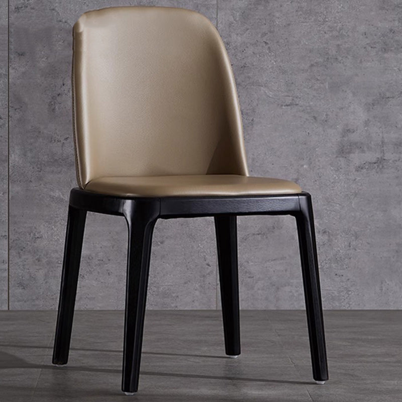 Nordic Leather Wood Curved Dining Chair