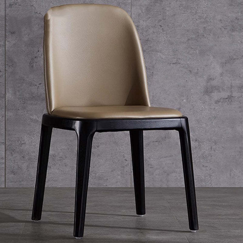 Nordic Leather Wood Curved Dining Chair