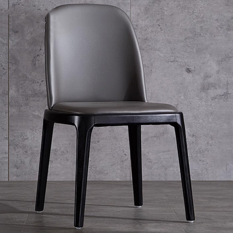Nordic Leather Wood Curved Dining Chair