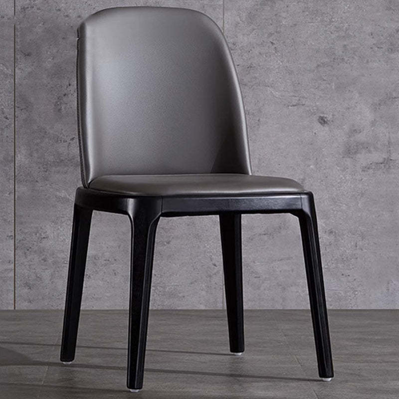 Nordic Leather Wood Curved Dining Chair