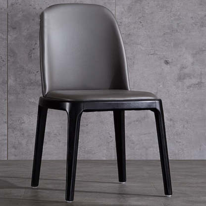 Nordic Leather Wood Curved Dining Chair