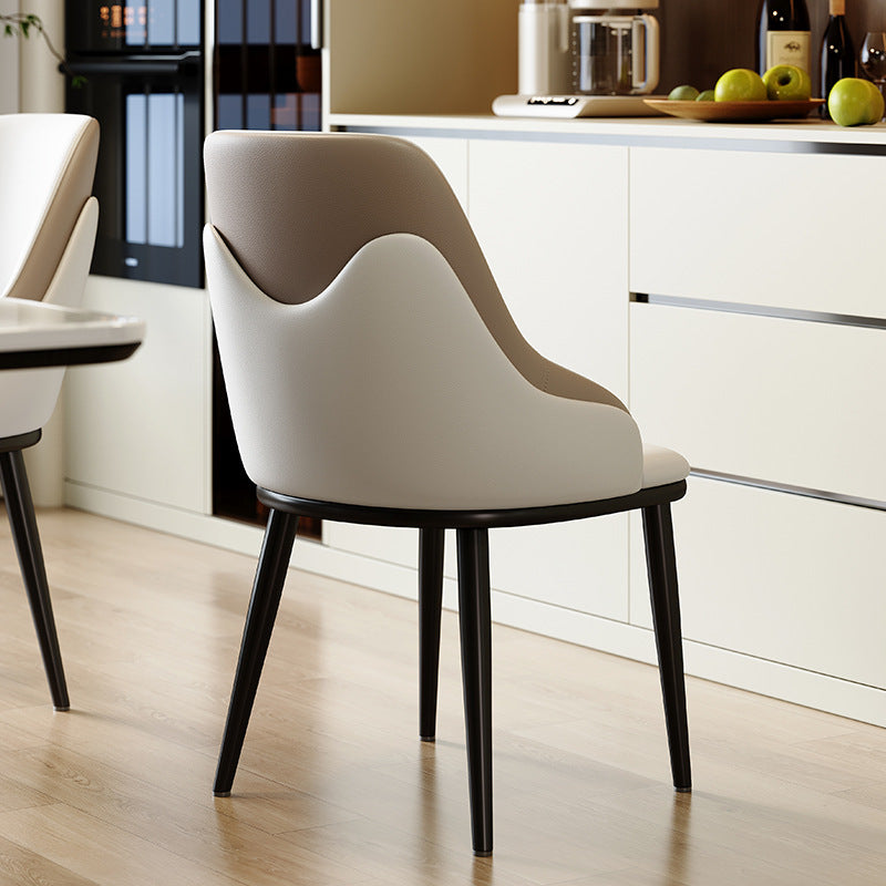 Nordic Leather Steel Mezzanine Dining Chair — Gray