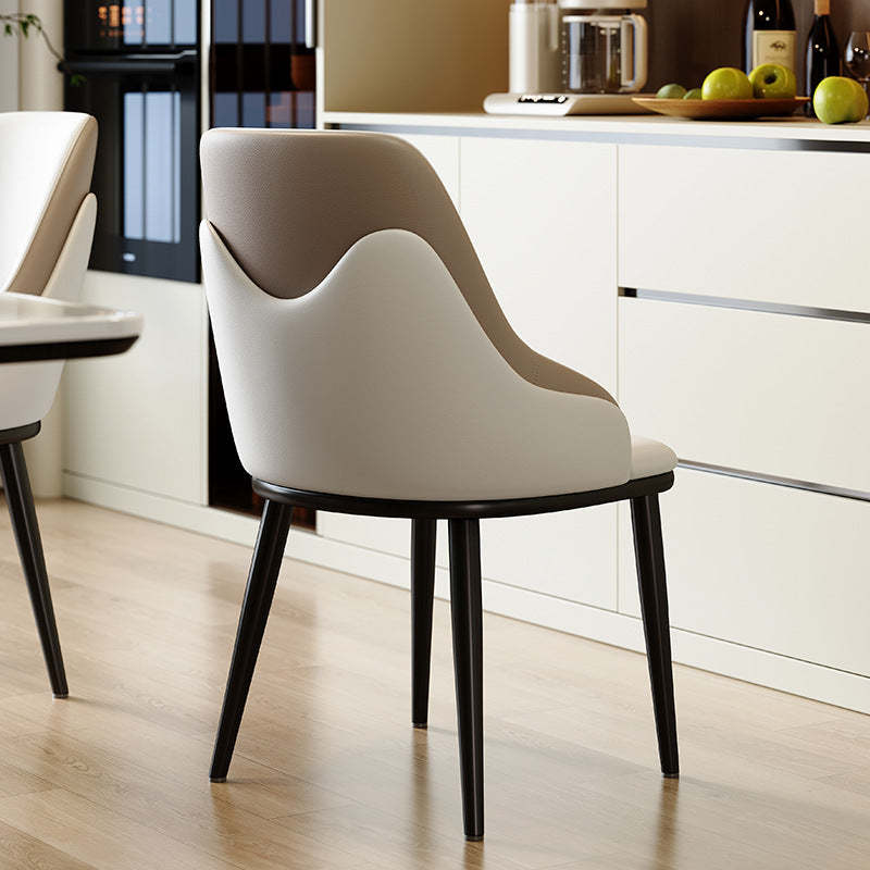 Nordic Leather Steel Mezzanine Dining Chair — Gray