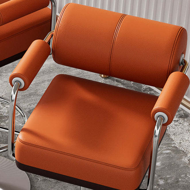 Minimalist Leather Metal Cylinder Backrest Bar Stool