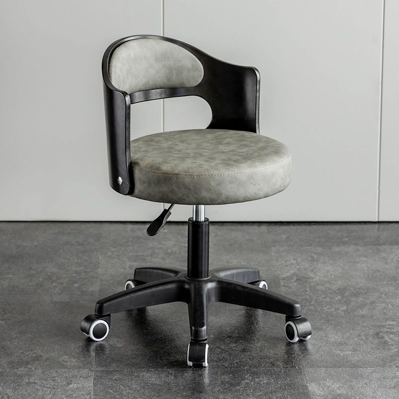 Minimalist Round Upholstered Leather Bar Stool — Black Frame + White Seat