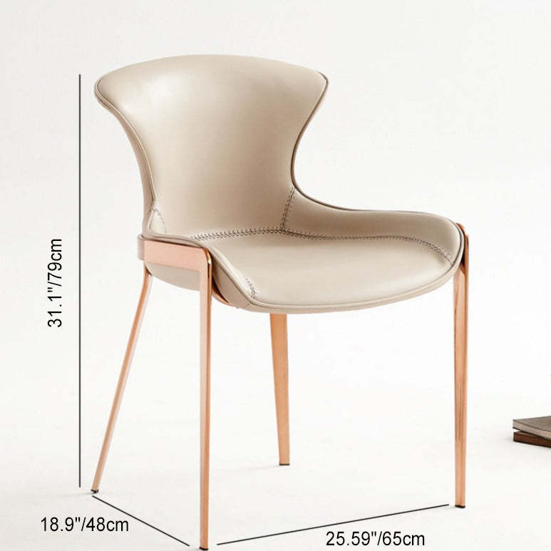 Modern Curved Leather Steel Dining Chair