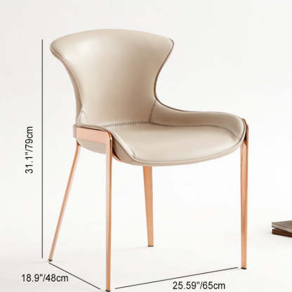 Modern Curved Leather Steel Dining Chair