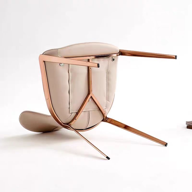 Modern Curved Leather Steel Dining Chair
