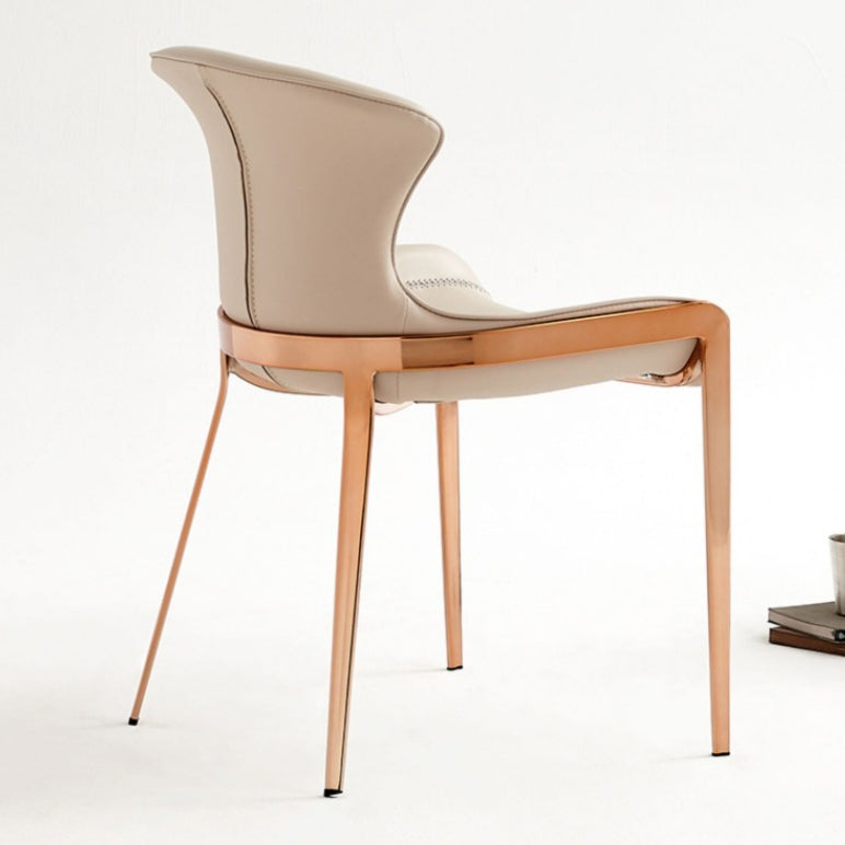 Modern Curved Leather Steel Dining Chair