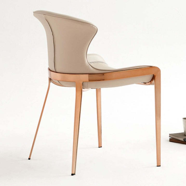 Modern Curved Leather Steel Dining Chair
