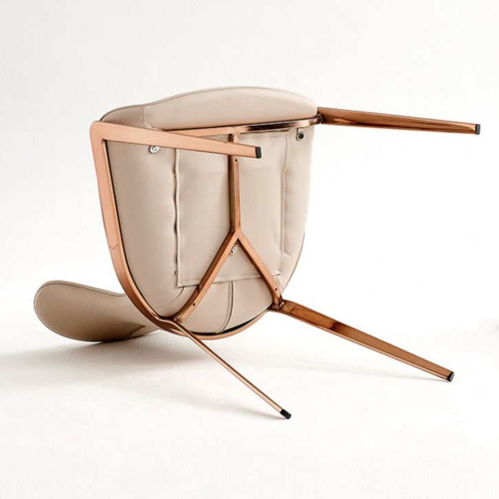 Modern Curved Leather Steel Dining Chair