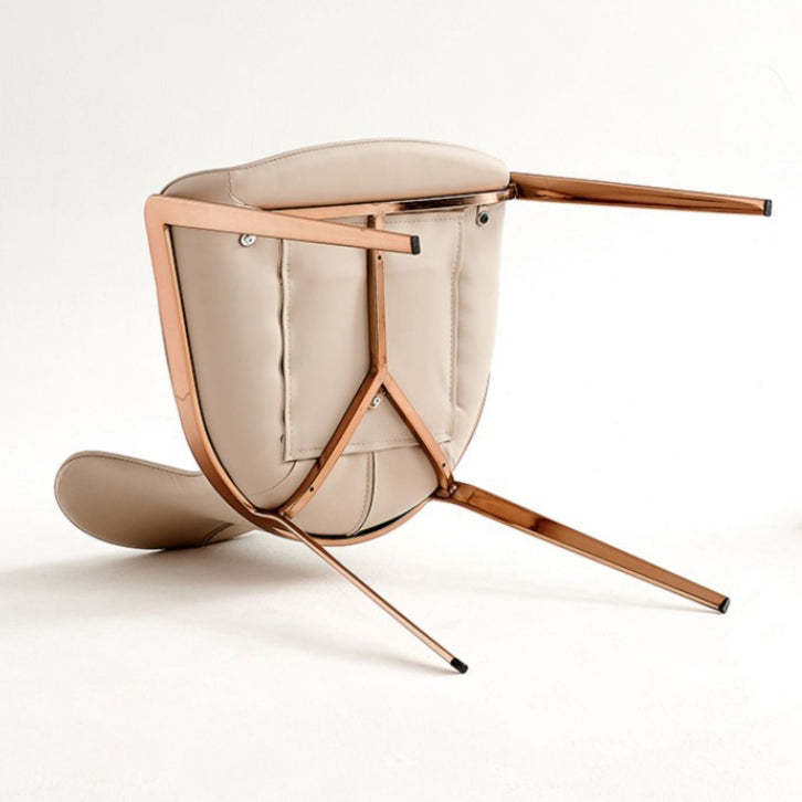 Modern Curved Leather Steel Dining Chair