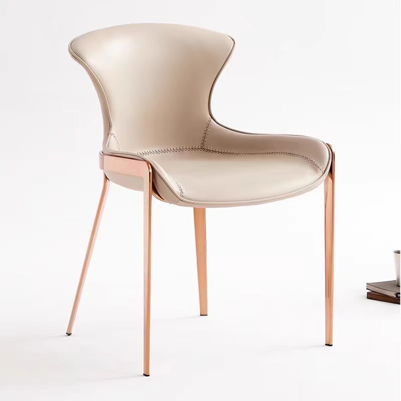 Modern Curved Leather Steel Dining Chair