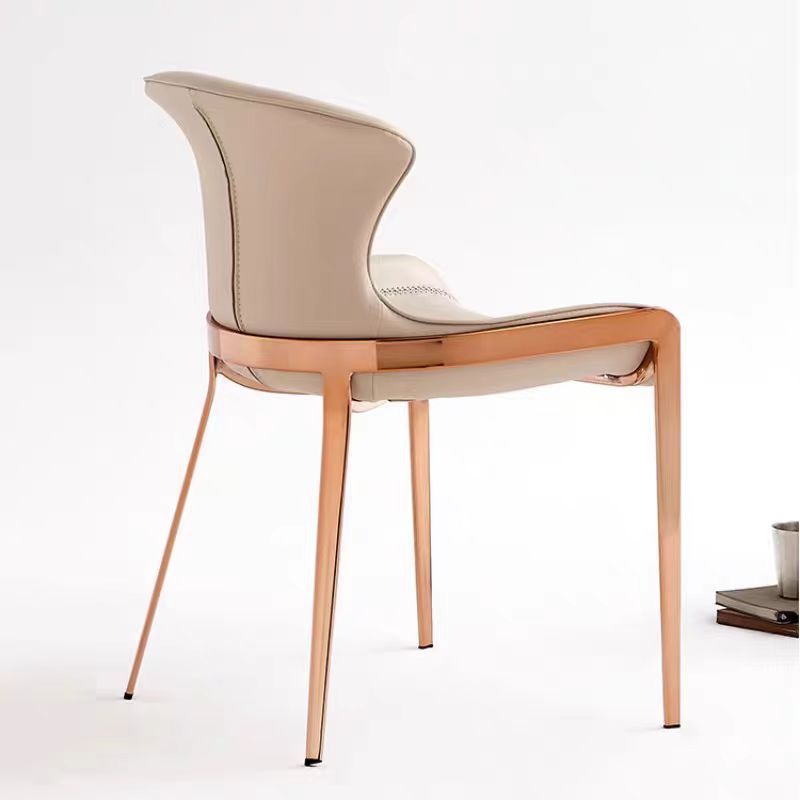 Modern Curved Leather Steel Dining Chair