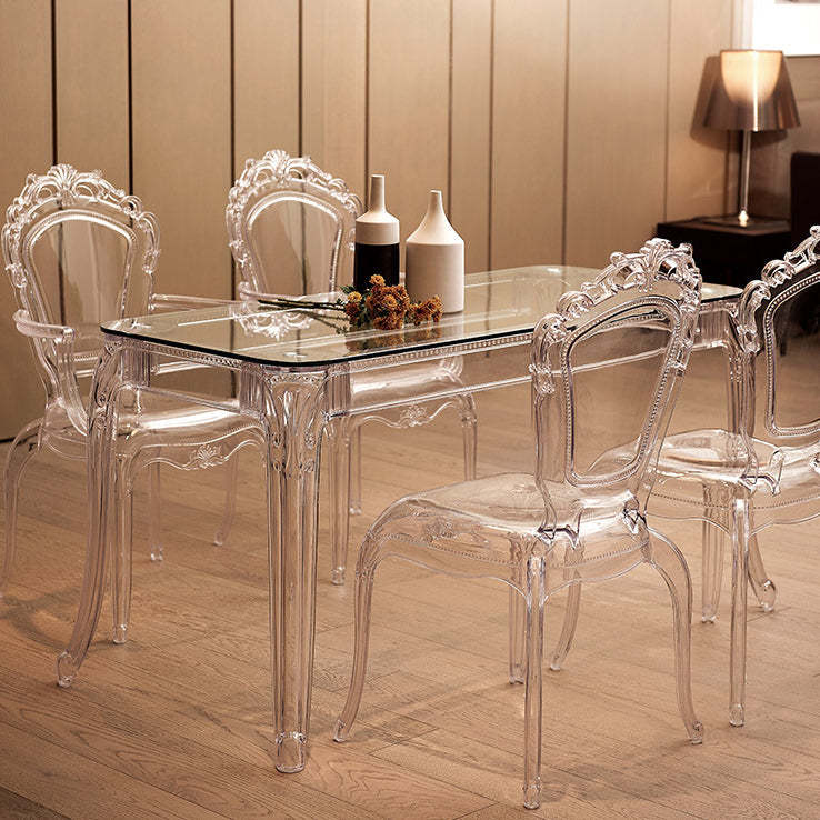 Carved wedding acrylic dining chairs & benches for dining room — Transparent