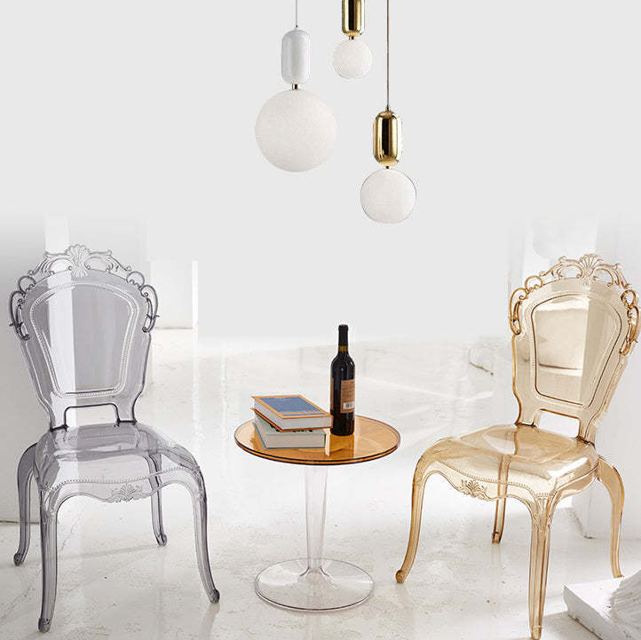 Minimalist Wedding Carved Acrylic Dining Chair — Gray