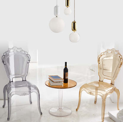 Minimalist Wedding Carved Acrylic Dining Chair — Gray