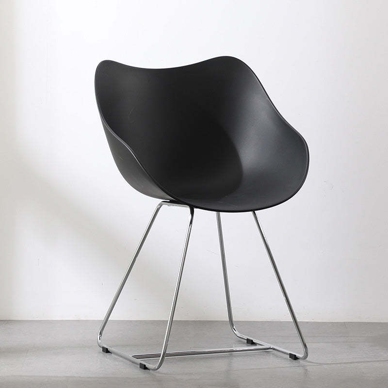 Nordic Curved Iron Plastic Armchair — Black