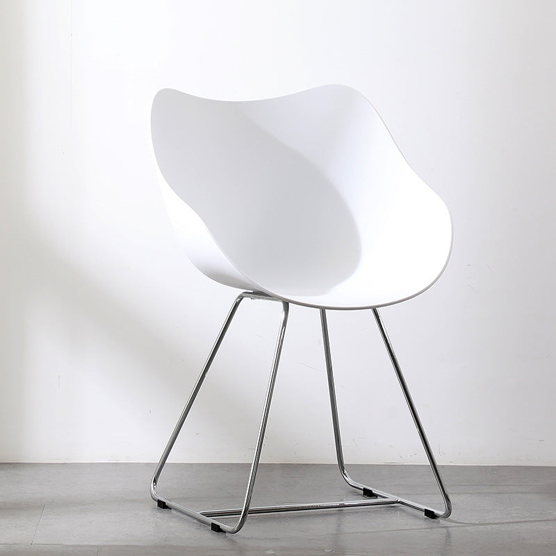 Nordic Curved Iron Plastic Armchair — White