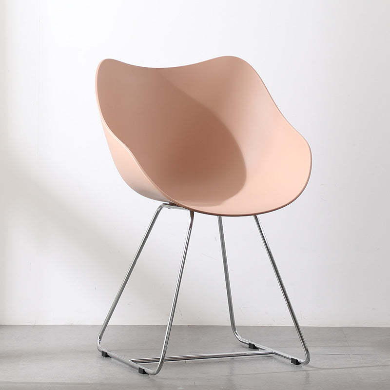 Nordic Curved Iron Plastic Armchair — Green