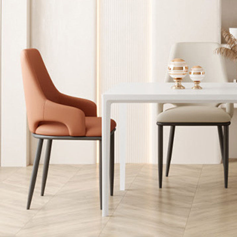 Scandinavian Curved Square Leather Carbon Steel Chair