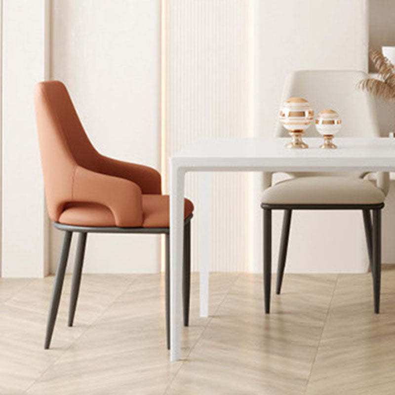 Scandinavian Curved Leather Carbon Steel Chair
