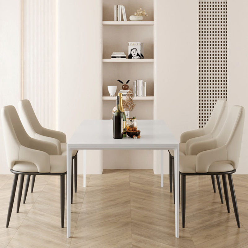 Scandinavian Curved Square Leather Carbon Steel Chair