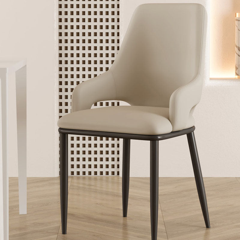 Scandinavian Curved Square Leather Carbon Steel Chair