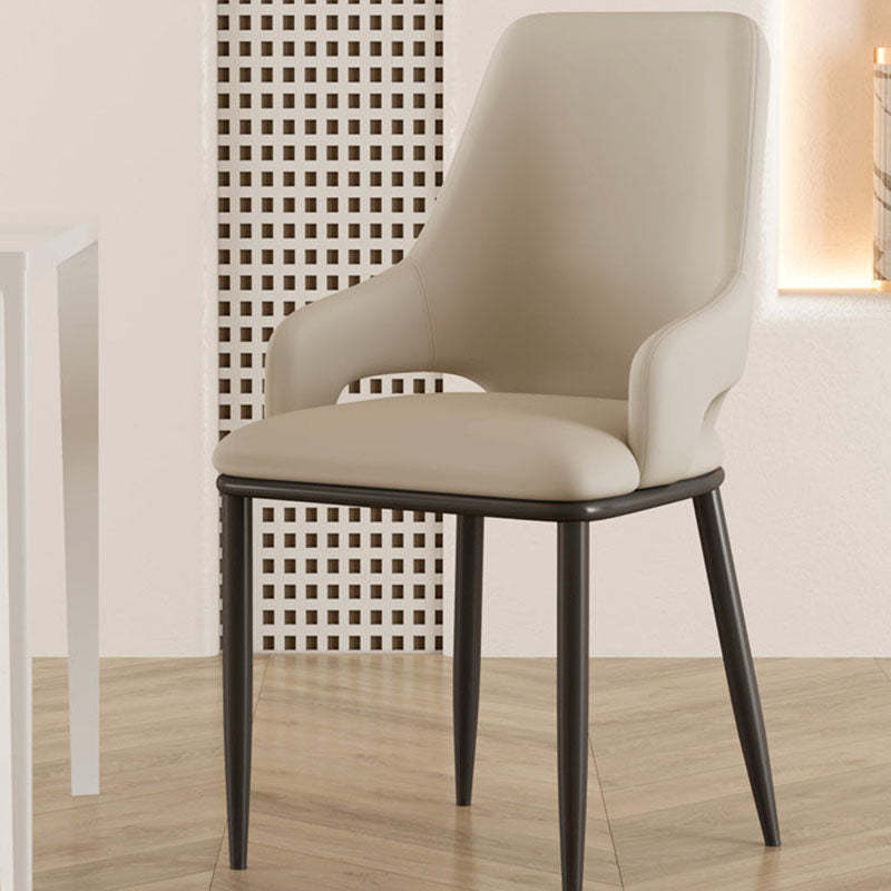Scandinavian Curved Square Leather Carbon Steel Chair