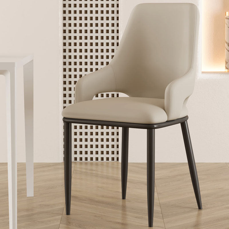 Scandinavian Curved Square Leather Carbon Steel Chair